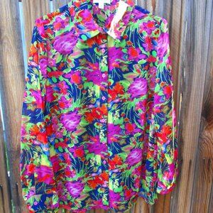 NEW Norm Thompson Women's Blouse Size M Long Sleeve Floral NWOT
